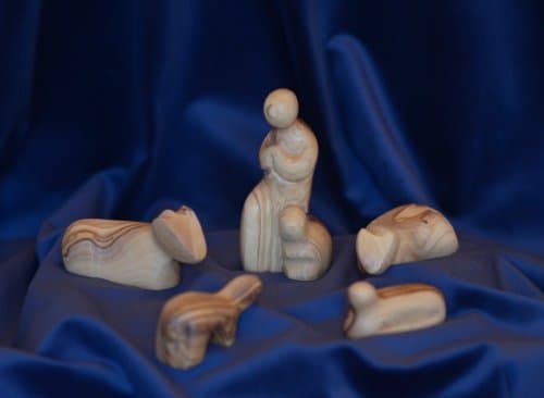 Nativity figures MODERN STYLE. 13 cm. Shepherd with animals - 5 pieces. Hand-carved from olive wood in the Holy Land.