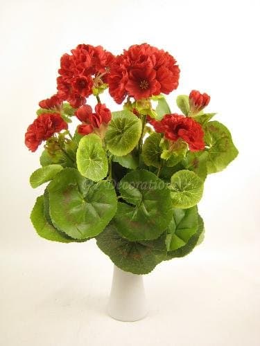 Artificial Geranium Bush for Hanging Baskets (Red) from GT Decorations