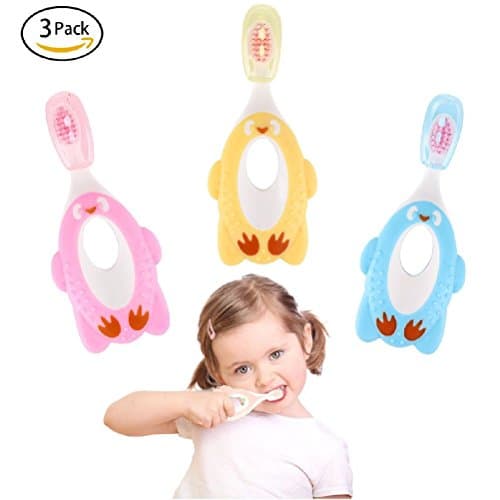 3 Pack Step 1 Toothbrush,Soft Bristles,Safety Training Toothbrush For 1- 6 Years Old
