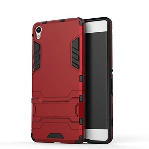 DBIT Sony Xperia XA Case Detachable Twin Layer Case Soft TPU and PC Rugged Durable Protective Shockproof Case Cover with Kickstand for Sony Xperia XA,Red