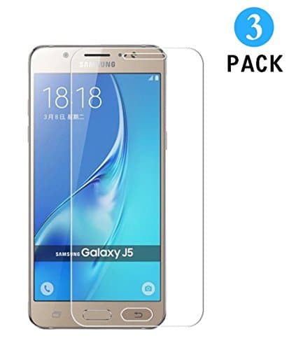 Samsung Galaxy J5 2015 Screen Protector 3 Pack, WEOFUN Tempered glass Screen Protector for Samsung Galaxy J5 2015 Glass Film 5.0 inch - Transparent (0.33mm, Ultra Clear)