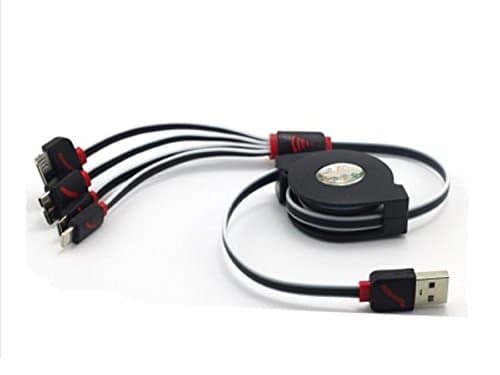 Charging Cable,Retractable 4 in 1 Multifunctional Universal USB Charger Cable for iPhone, Android,MP3,MP4. (Black)