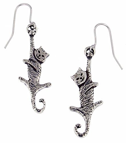 St JustinPewter Dangling Cat Drop Earrings