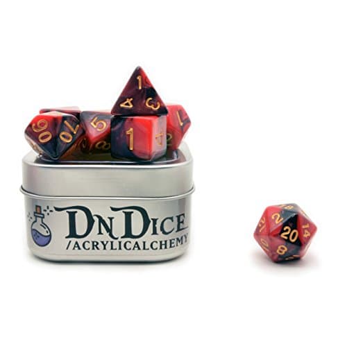Plastic Dice Poly Set by DnDice (Red and Black)