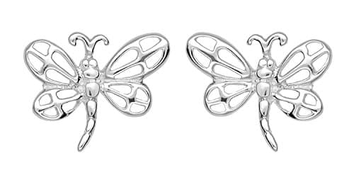 Filigree Dragonfly Silver Stud Earrings