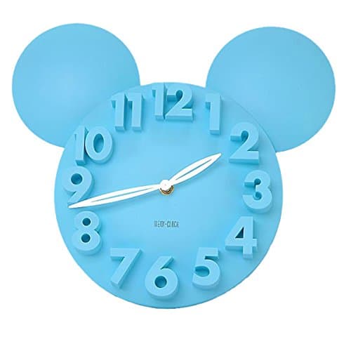 Home Meidi Digit 3D Wall Clock Decor with Big Round Modern Mouse Design, Blue Large