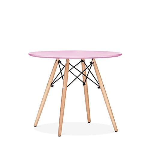 Eames Inspired DSW Pastel Pink Kids Round Dining Table - Diameter 60cm 60cm Diameter Pink
