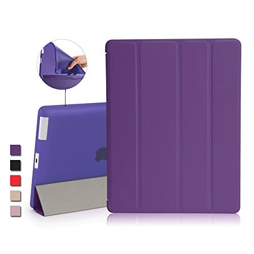 iPad 2 Case, iPad 3 Case, iPad 4 Case, iMucc Smart Case Cover + Matte Shell Soft TPU Back For Apple iPad 2/3/4 Built-in Magnet Stand with Smart Cover Auto Wake/Sleep (Purple)