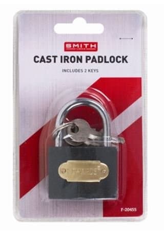 Extremely Tough Cast Iron Padlock - Includes 2 Keys (Lock for Gym, School, Toolbox, Baggage/Suitcase/Luggage Lock, Employee Locker, Fence, Outdoor Storage)