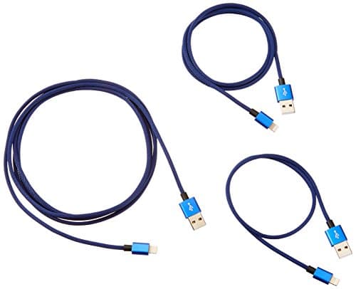 iPhone Lightning Cable, 3 Packs 0.5M/1M/2M Phone USB Charger Data Cable Wear resistant Nylon Braided Cord Heavy-Duty Aramid Fiber and street point Reinforced for iPhone 7/7 Plus/6/6 Plus/6s/5/5S/5C/SE, iPad 4, iPod, iPad Air 1/2, iPad Mini 1/2/3/4 by ZCOTU (Blue)