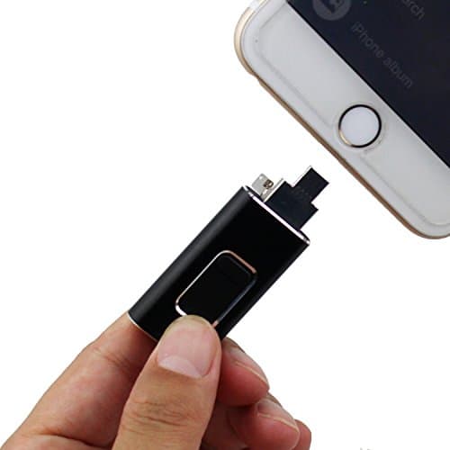 Escomdp iPhone USB 3.0 Flash Drives 4 in 1 Thumb Drive Lighting Pendrive IOS External Storage 32GB Memory Expansion Compatible with iPhone iPad Andriod Type C Mobile Phones and Computers (32GB, Black)