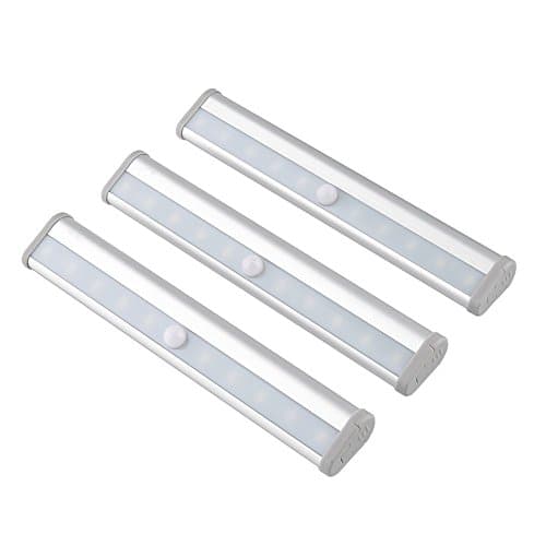 Under Cabinet Led Lighting,Sanzang Wireless Motion Sensor Light,10 LED with Magnetic Strip,3-Pack (Silver)