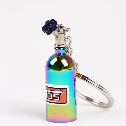 NOS Mini Nitrous Oxide Bottle Keyring. Pill Box, Banknote Storage. Choice of Colours (Rainbow)