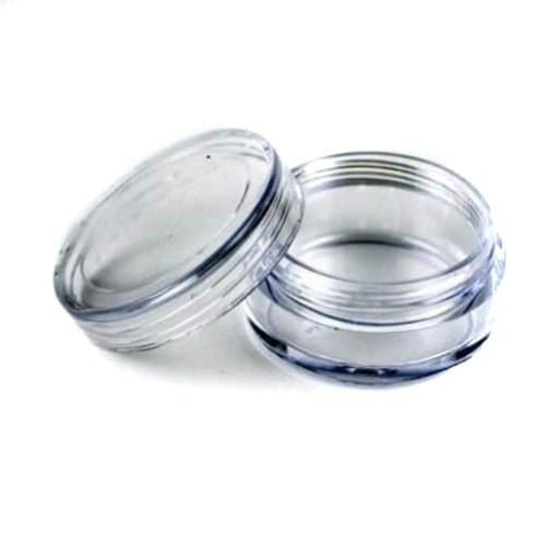 25 New Empty Clear Plastic Cosmetic Containers 3 Gram Size Pot Jars Eyshadow Container Lot Size:Diameter: 31 mm/1.2 inch Height: 16.5 mm/0.6 inch. (Comes With 1 Free Myo Eyeshadow Sample) by Myo