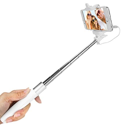 isuda, Selfie Stick Pole Monopod Bluetooth Selfie Stick Pole for iPhone 6/6 Plus/5/4, iPod, Samsung Galaxy 5/S6/S5/S4/S3/Note 4/3/2, white, Selfie Stick Sans Bluetooth