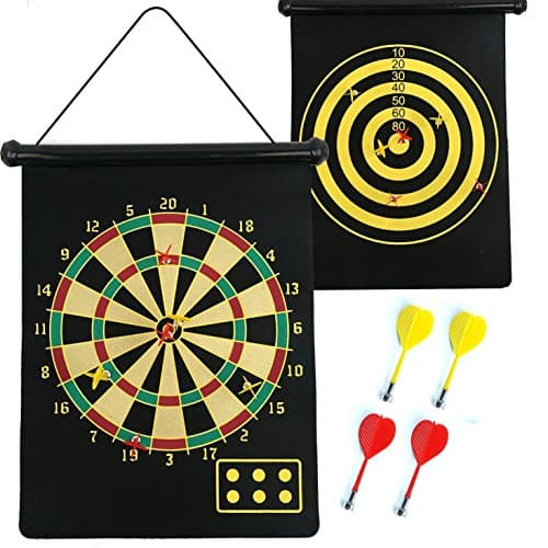 Roll Up Extra Large Double Sided Magnetic Dart Board Indoor 6 Darts Kids Game