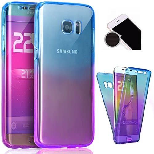TheTransporter Slim 360 degree Protective Front and Back Full Coverage TPU Silicone Gel Case Cover For Samsung Galaxy S9 Plus (Blue/Purple)