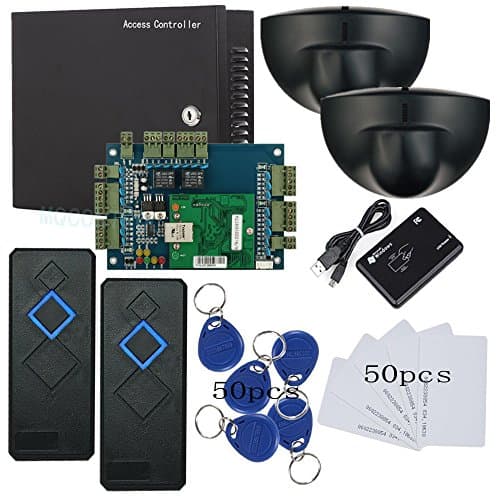 Wiegand 2 Doors Entry Access Control Board System Kit Exit Motion Sensor RFID Reader Enroll RFID USB Reader 230V Power Box RFID Keychains/Cards