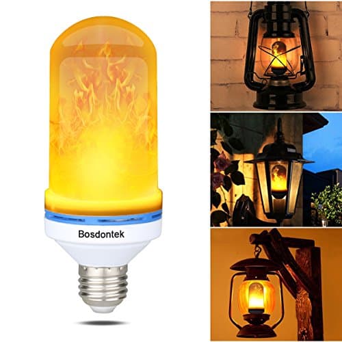 LED Flame Effect Light Bulb Bosdontek E26 Base Flickering Lamp Simulated Fire Decorative Atmosphere Lighting Fixture Vintage Flaming for Led Bulbs Bar Festival Home Party Wedding Decoration Warmwhite 8W AC 85-265V