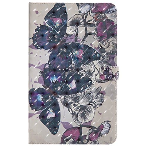 Samsung Galaxy Tab T580 Case , Multi-Function Screen Protector PU Leather , Ultra Slim Lightweight with Stand/Auto Sleep Wake-up Function Ciover Smart Case for Samsung Galaxy Tab T580 Case - Black Butterfly + 1X Dust plug &amp; Dustproof cloth