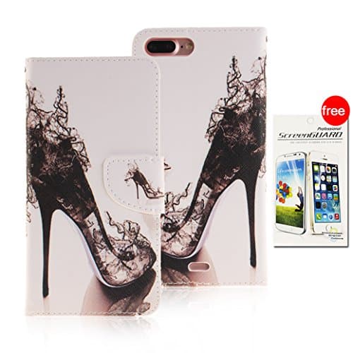 AllDo iPhone 7 PLUS Case Flip Wallet Case Book Style Cover Stylish Pattern Skin PU Leather Shell High-Quality Sleeve Slim Light Skin Full Protection Bumper Magnetic Closure and Card Slots Cover for iPhone 7 PLUS (Free Gift:1*Screen Protector) - High-heeled Shoes