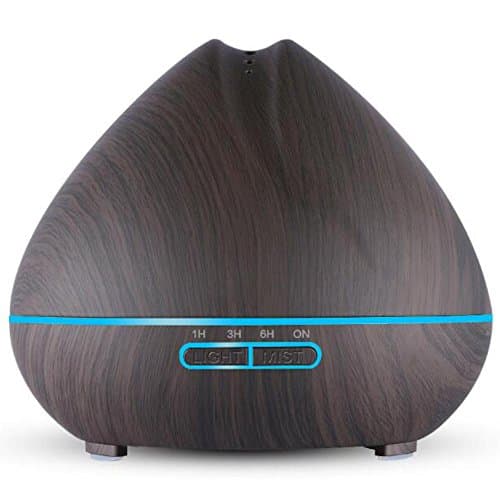 Egg Shape Essential Oil Diffuser NEW-128 Ultrasonic Mute Humidifier Aromatherapy Cold Fog Diffusion Indoor Air Purification LED Color Night Light Waterless Shutdown Timing Mode 300ml , Deep wood grain