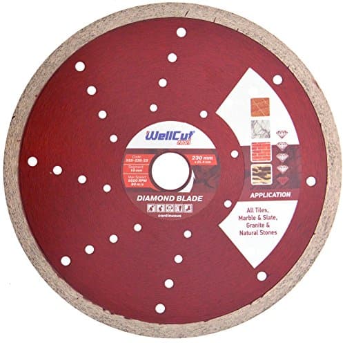 9" High Quality Continuous (Tile) Diamond Cutting Disc By WELLCUT | Diamond Angle Grinder Blade For All Types Of Ceramic Tiles | 230 x 25.4 mm | Profi Series