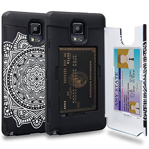 Galaxy Note 4 Case, TORU [Note 4 Wallet Case Pattern Mandala] Protective Slim Fit Dual Layer Hidden Credit Card Holder ID Slot Card Case with Mirror for Samsung Galaxy Note 4 - Dreamcatcher