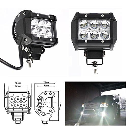 2-Pack 4" 18W LED Work Light, Spot 30 Degree Beam Angle Driving Fog Lamp for Off-road Truck Car ATV