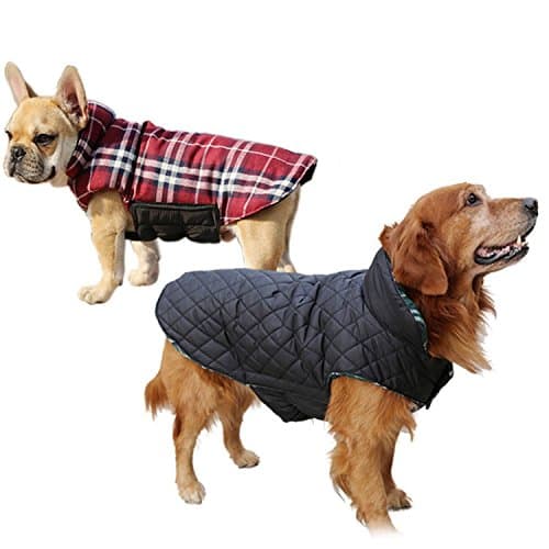 Akemiao Reversible Cozy Dog Jacket Small Medium Breed Windproof Warm Coat for Autumn Winter (Red-XS)