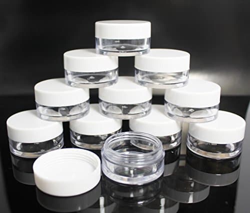 5 x 10mL EMPTY PLASTIC JARS POTS with WHITE SCREW LIDS For Cosmetics/Powder/Mineral Make Up/Blusher/Foundation