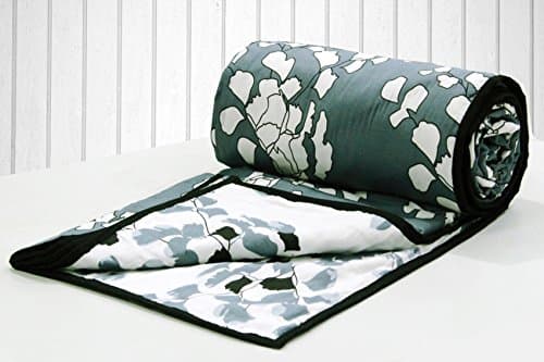 ARV Bedding Comfortable Grey Leaves Printed Cotton 1 Pc Single Bed Reversible Dohar / Quilts / AC Blanket