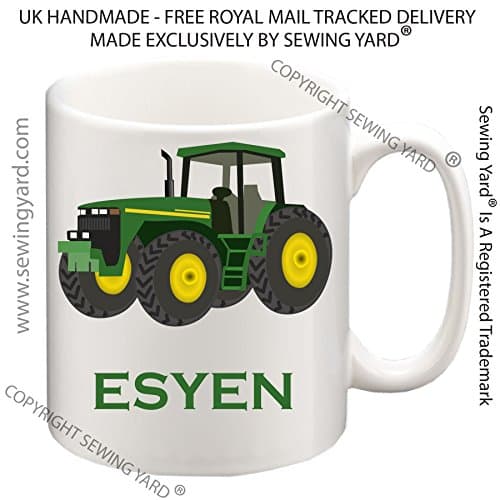 Personalised Mug 10oz Custom Image And Text Cup Gift Fast Delivery - Tractor And Name John Deer