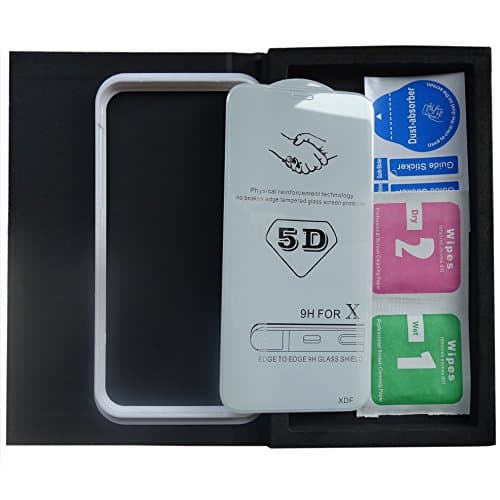 iPhone X Screen Protector , XINRD New 5D Full Screen Coverage Tempered Glass Shockproof Anti-scratch 9H Hardness Tempered Glass Screen Protector for iPhone 10 / X (Transparent)(Contains a Install the Positioning Frame)