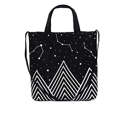 Canvas Tote Bag Black Printed Design with Handles