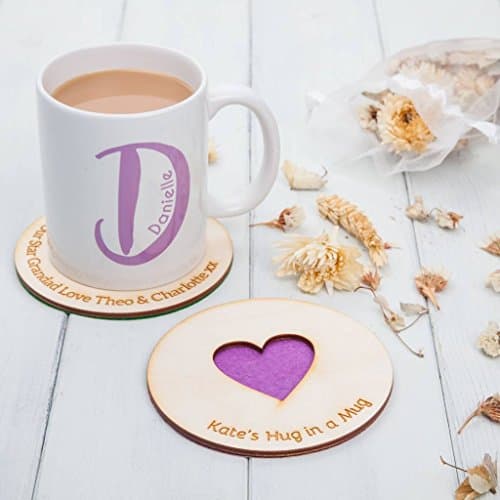 Personalised Heart Wooden Drinks Coasters