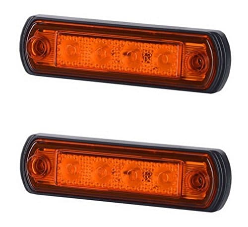 2 x 4 SMD LED Orange Side Marker Light 12V 24V E-marked Car Truck Lorry Trailer Camper Caravan Van Position Lamp Roof Amber Cab Top Universal