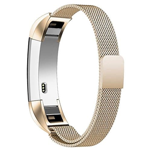 Fitbit Alta Strap,Teorder Milanese Loop Metal Magnetic Clasp Adjustable Stainless Steel Replacement Wrist Bands/Fitness Bracelet Accessories Straps for Fitbit Alta/Fitbit Alta HR,Apple Gold