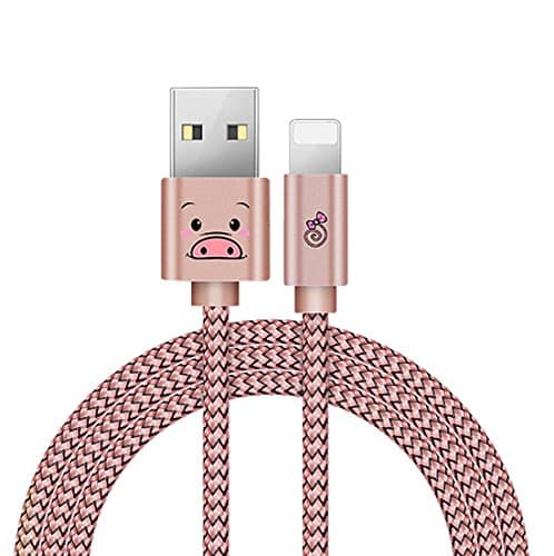 RSPrime Iphone Data Line Wire Nylon Braid USB Cable Lightning High Speed Sync iPhone Micro USB Charger Extension Mobile Phone Cable Cord for IOS 8/9/10,iPhone 6/6Plus iPhone 6s/6sPlus iPhone 5/5s/5c/iPhone SE/ iPad / iPod,Cute Cartoon Style (Pig Style)