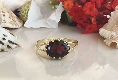 Mozambique Garnet Ring - Genuine Gemstone - January Birthstone - Stack Ring - Oval Ring - Gold Ring - Bezel Ring - Red Garnet