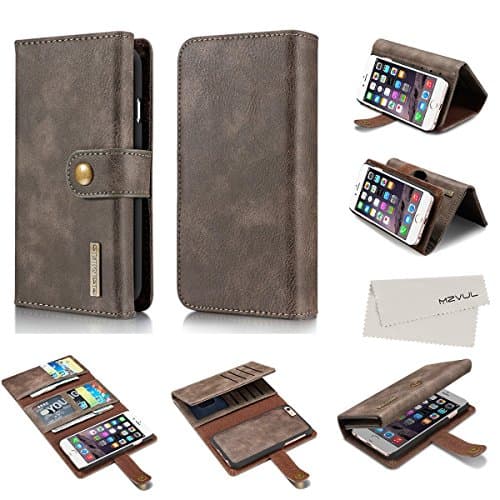 iPhone 6 / 6s Case, MZvul Tri-fold Premium Leather Wallet Case Stand Flip Cover with Multiple Card Slots Foldable Cover and Magnetic Detachable Feature for Apple iPhone 6 / 6s(4.7 in)- Grey
