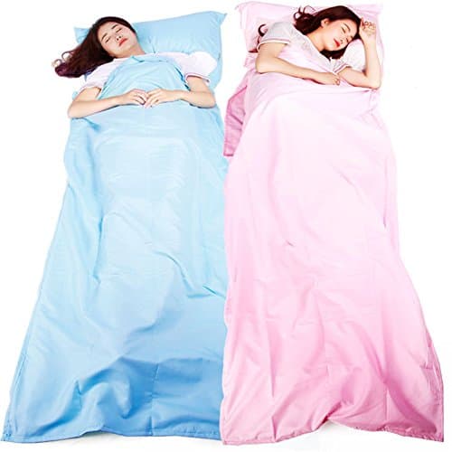 Sleeping Bag Liner, Durable and Super Soft Camping Sleep Sheet Ideal for Travel Hotel, Business Trip, Camping with Pillow Pockets -Blue