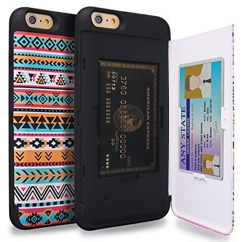 iPhone 6S Plus Case, TORU [iPhone 6S Plus Wallet Case Pattern Tribal] Protective Slim Fit Dual Layer Hidden Credit Card Holder ID Slot Card Case with Mirror for iPhone 6S Plus / iPhone 6 Plus - Tribal Aztec