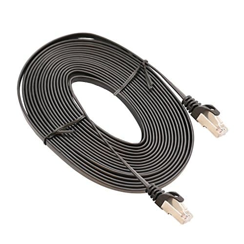 IOCrest 5 m CAT7 STP Network Flat Ethernet Cable - Black