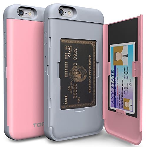 iPhone 6S Plus Case, TORU [iPhone 6S Plus Wallet Case Pink] Protective Slim Fit Dual Layer Hidden Credit Card Holder ID Slot Card Case with Mirror for iPhone 6S Plus / iPhone 6 Plus - Pastel Pink