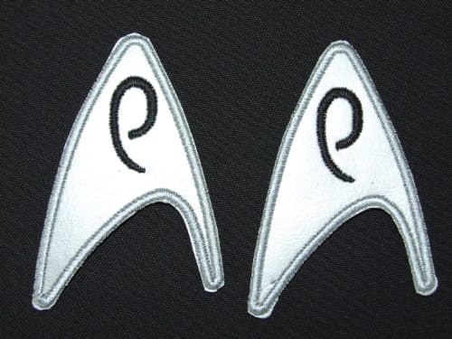 Star Trek Engineering Crew Patch set , 2 Iron-On Patches - Metallic Silver
