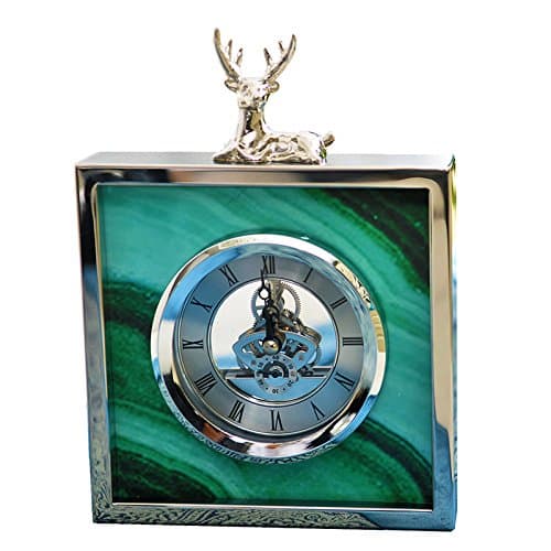 OLILEIO New Classic Modern Green Agate Pattern Clock Room, Model Bedroom, Home Bedroom, Bookcase, Wine Cabinet Decoration Clock