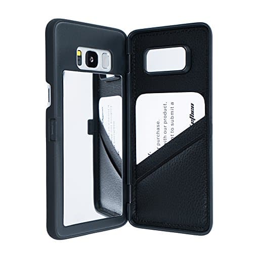 Dassions Galaxy S8 Case, Hidden Back Mirror Wallet Case with Stand Feature and Card Holder for Samsung Galaxy S8 (For Samsung Galaxy S8, Black)