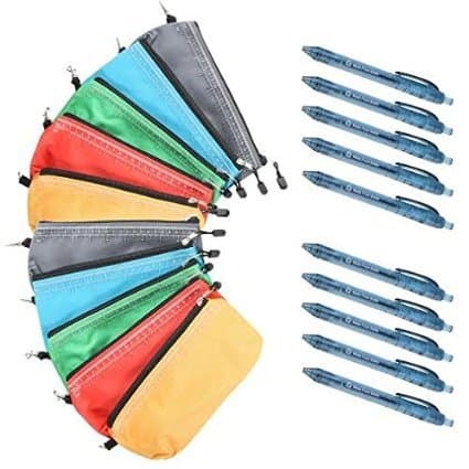 Multi-purpose Tools Zipper Bags. 5 or 10-pack Including Blue Recycled Pens (10-Pack)