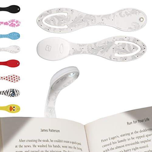 Book Light for Reading in Bed - Clip on LED Reading Light &amp; Bookmark - Batteries Included - Great Birthday &amp; Christmas Gifts for Book Lovers - White